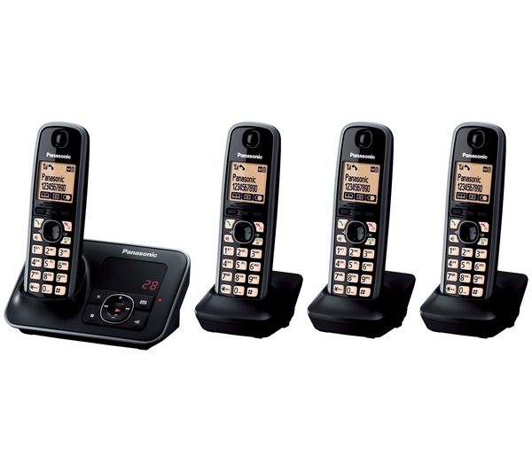PANASONIC KX-TG6624EB Cordless Phone with Answering Machine - Quad Handsets
